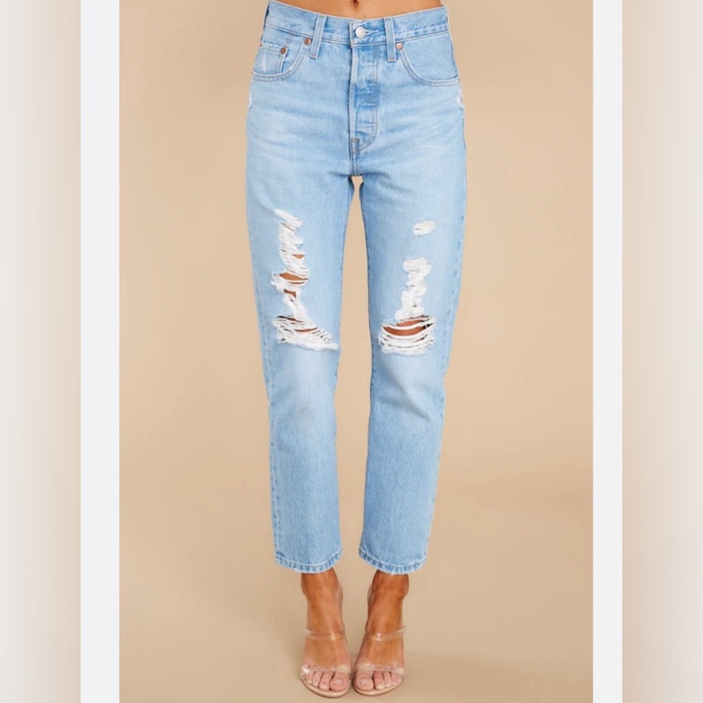 Levi’s 501 cropped high waist Ojai Ring denim jeans NWT - Picture 7 of 12